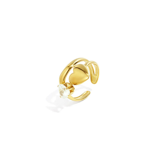 Produktaufnahme des offenen Herz & Crystal Rings