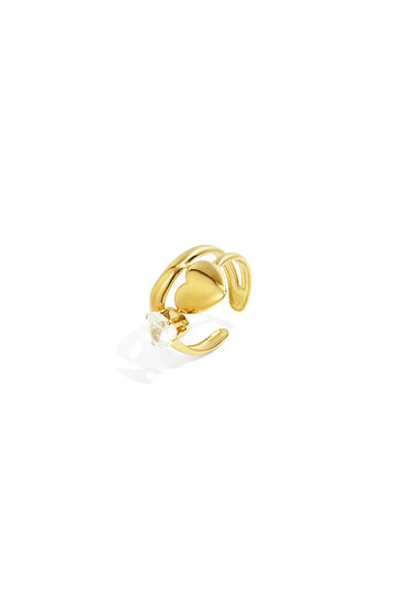 Produktaufnahme des offenen Herz & Crystal Rings