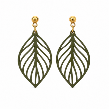 Ohrringe Blatt Ornament Edelstahl Stecker Gold | 3D Druck PLA