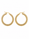 flache Boho Edelstahl Creolen mit Relief Gold