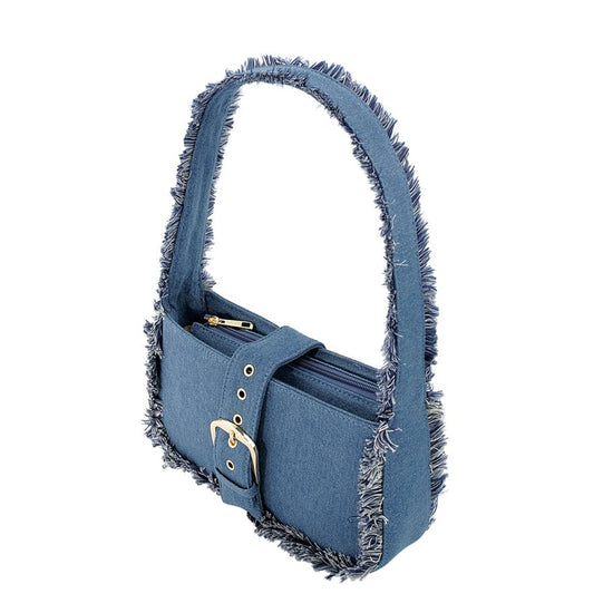 Handtasche Schultertasche Jeans Fransen | useful Beauty - useful Beauty 