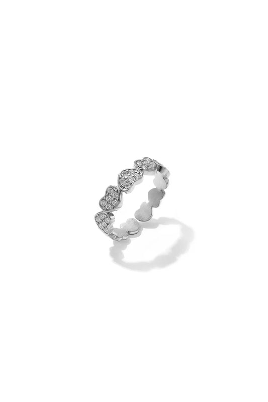 Edelstahl Ring Herzen Zirkonia Steine