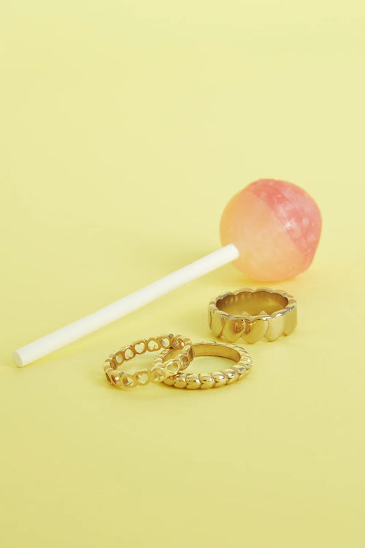 Edelstahl Ring leere Herzen gold