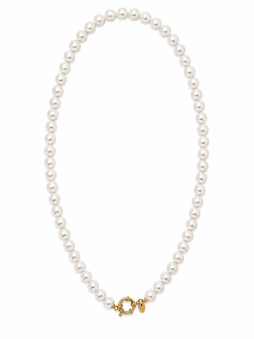 Perlenhalskette 0,5cm Perlen Weiß Edelstahl Verschluss für Charms