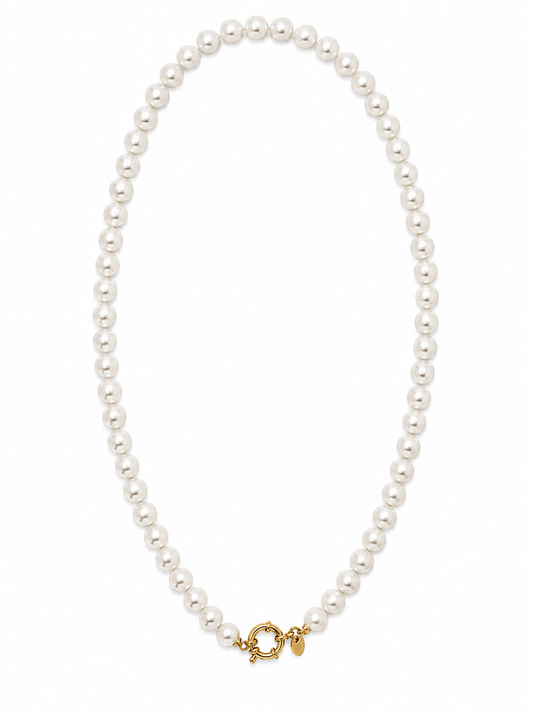 Perlenhalskette 0,5cm Perlen Weiß Edelstahl Verschluss für Charms
