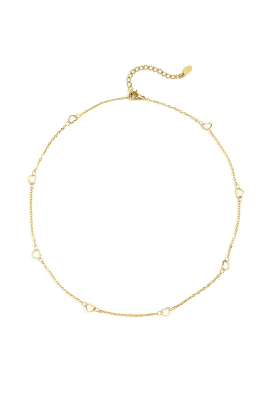 Feine Halskette mit hohlen Herzen- Premium Line