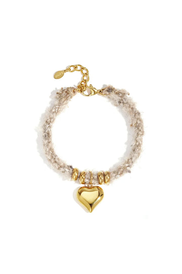 Armband mit Herzanhänger | fluffy Beige