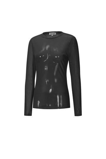 Langarm Mesh Shirt Fancy Black