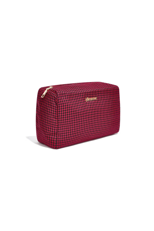 karierte Kosmetiktasche rot