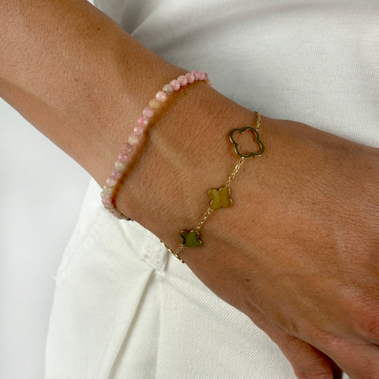 Facettiertes Edelstein Armband aus Rosa Rhodonit.