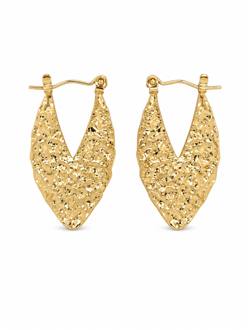 Bohemian Ohrringe Gold Wimpelform mit Relief