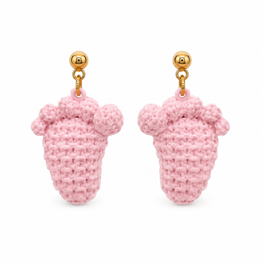 Ohrringe Rosa Baby Füße Edelstahl Stecker Gold | 3D Druck PLA