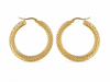 flache Boho Edelstahl Creolen mit Relief Gold