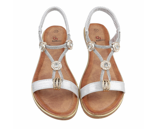 Sandalette Riemchen Silber Glitzer Gr. 40 | useful Beauty - useful Beauty 