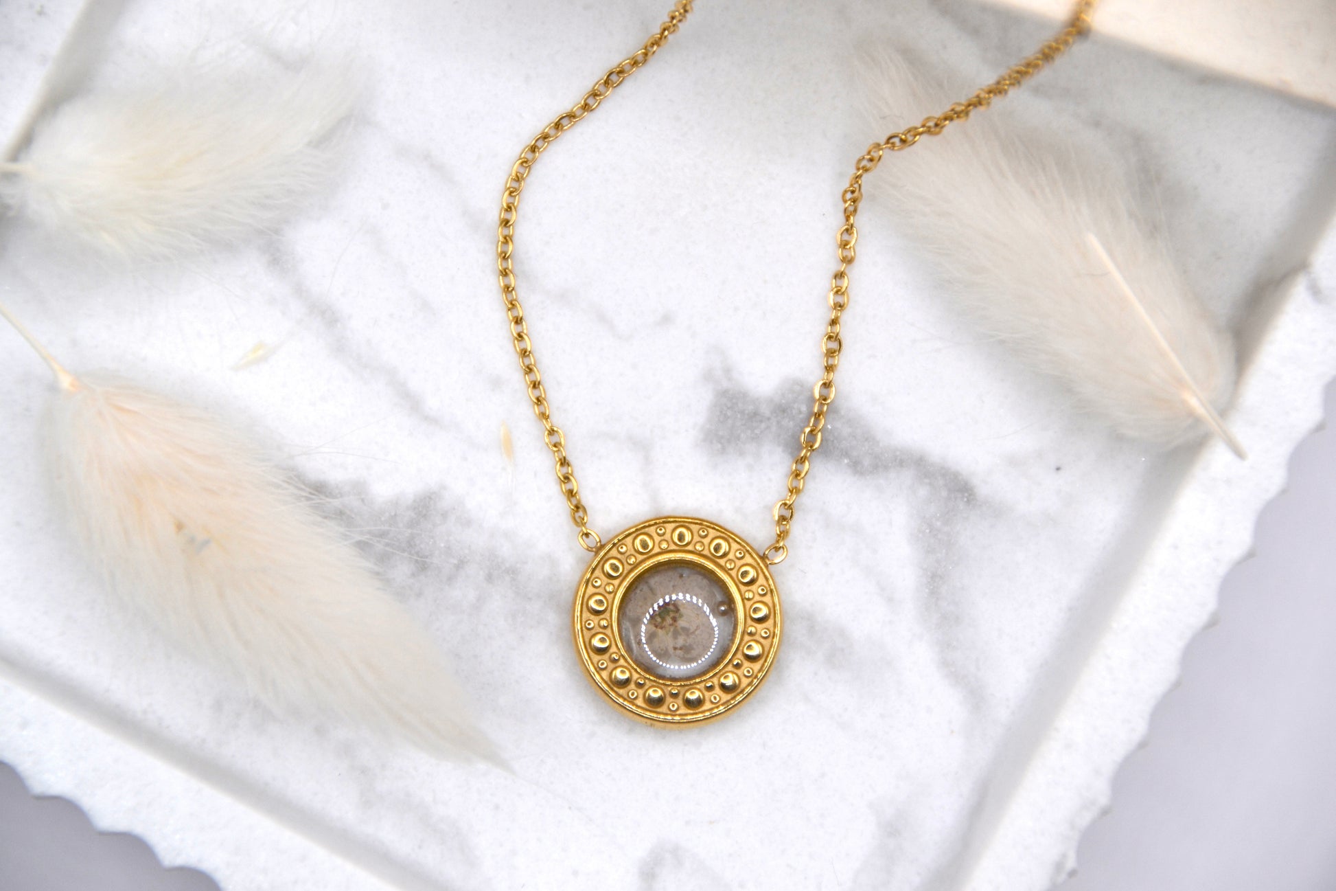 Halskette resin Flower | 14K goldplated - useful Beauty 