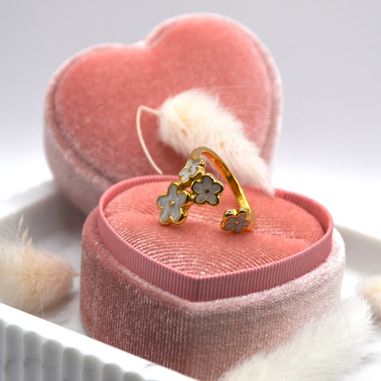 Ring white Flowers | 14K goldplated - useful Beauty 