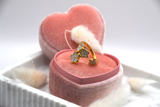 Ring white Flowers | 14K goldplated - useful Beauty 