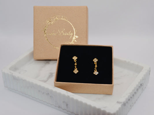 Hängeohrringe doppeltes Kleeblatt | 14K goldplated - useful Beauty 