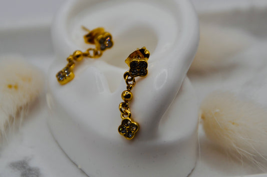 Hängeohrringe doppeltes Kleeblatt | 14K goldplated - useful Beauty 