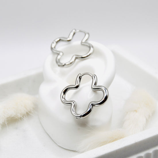 Creolen Kleeblatt silber | 14K goldplated - useful Beauty 