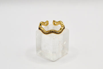 Edelstahl Ring Diamanten Welle Zirkonia gold| useful Beauty - useful Beauty 