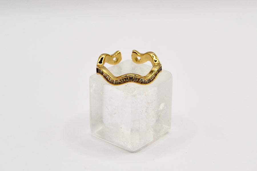 Edelstahl Ring Diamanten Welle Zirkonia gold| useful Beauty - useful Beauty 