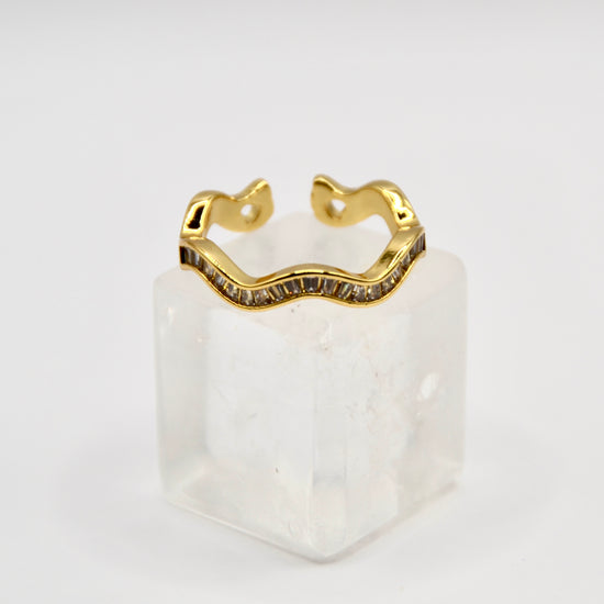 Edelstahl Ring Diamanten Welle Zirkonia gold| useful Beauty - useful Beauty 