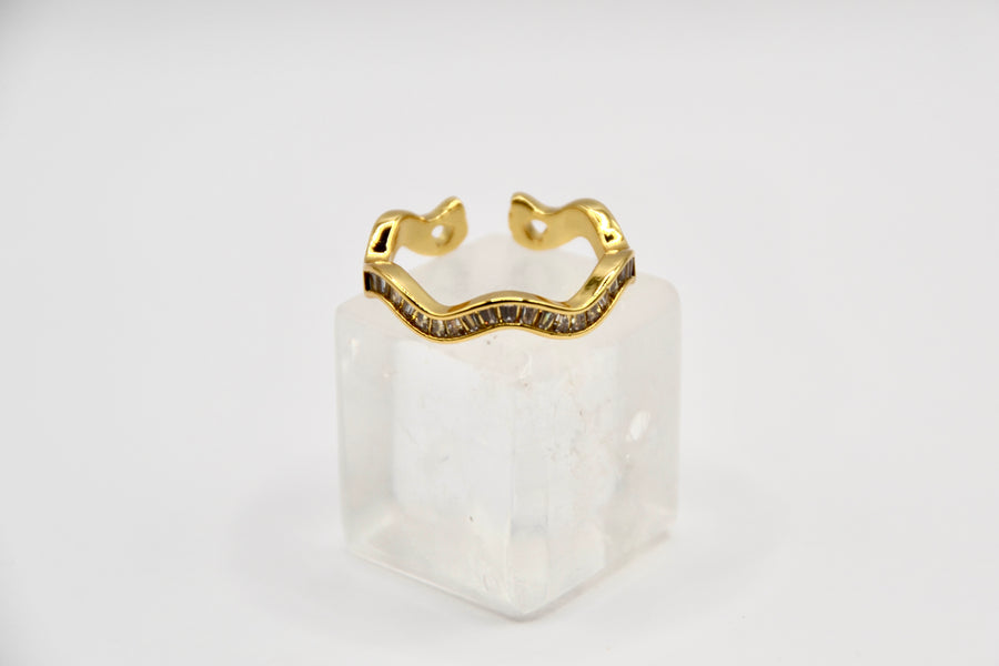 Edelstahl Ring Diamanten Welle Zirkonia gold| useful Beauty - useful Beauty 