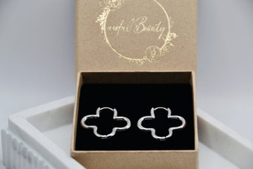 Creolen Kleeblatt silber | 14K goldplated - useful Beauty 