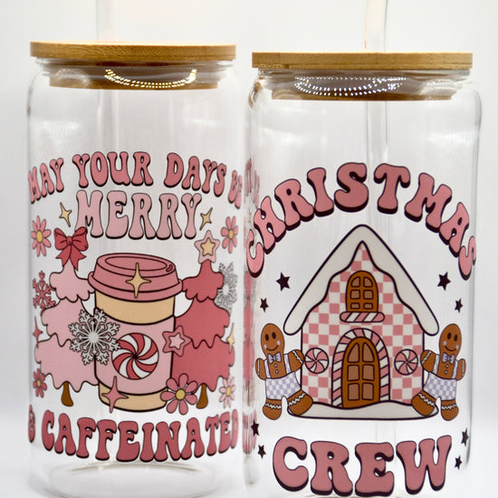 Glasbecher Christmas Edition Bambusdeckel Glasstrohhalm 500ml | useful Beauty - useful Beauty 