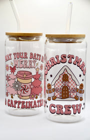 Glasbecher Christmas Edition Bambusdeckel Glasstrohhalm 500ml | useful Beauty - useful Beauty 