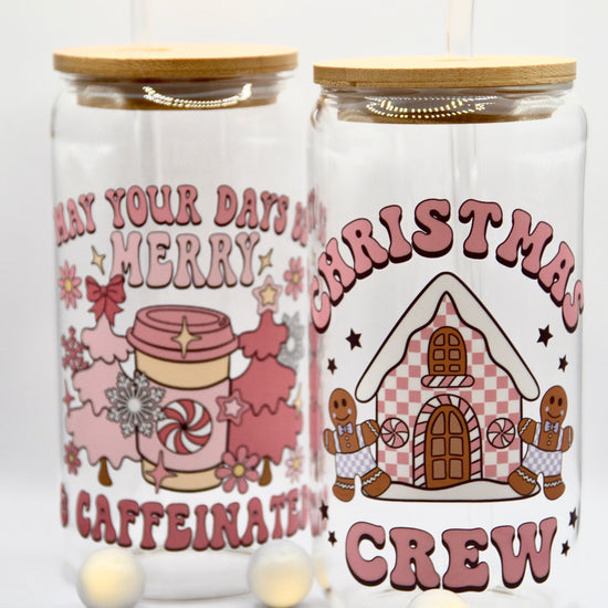 Glasbecher Christmas Edition Bambusdeckel Glasstrohhalm 500ml | useful Beauty - useful Beauty 