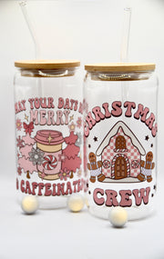 Glasbecher Christmas Edition Bambusdeckel Glasstrohhalm 500ml | useful Beauty - useful Beauty 