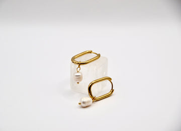 Edelstahl Ohrringe klassisch Süßwasserperle gold  | useful Beauty - useful Beauty 