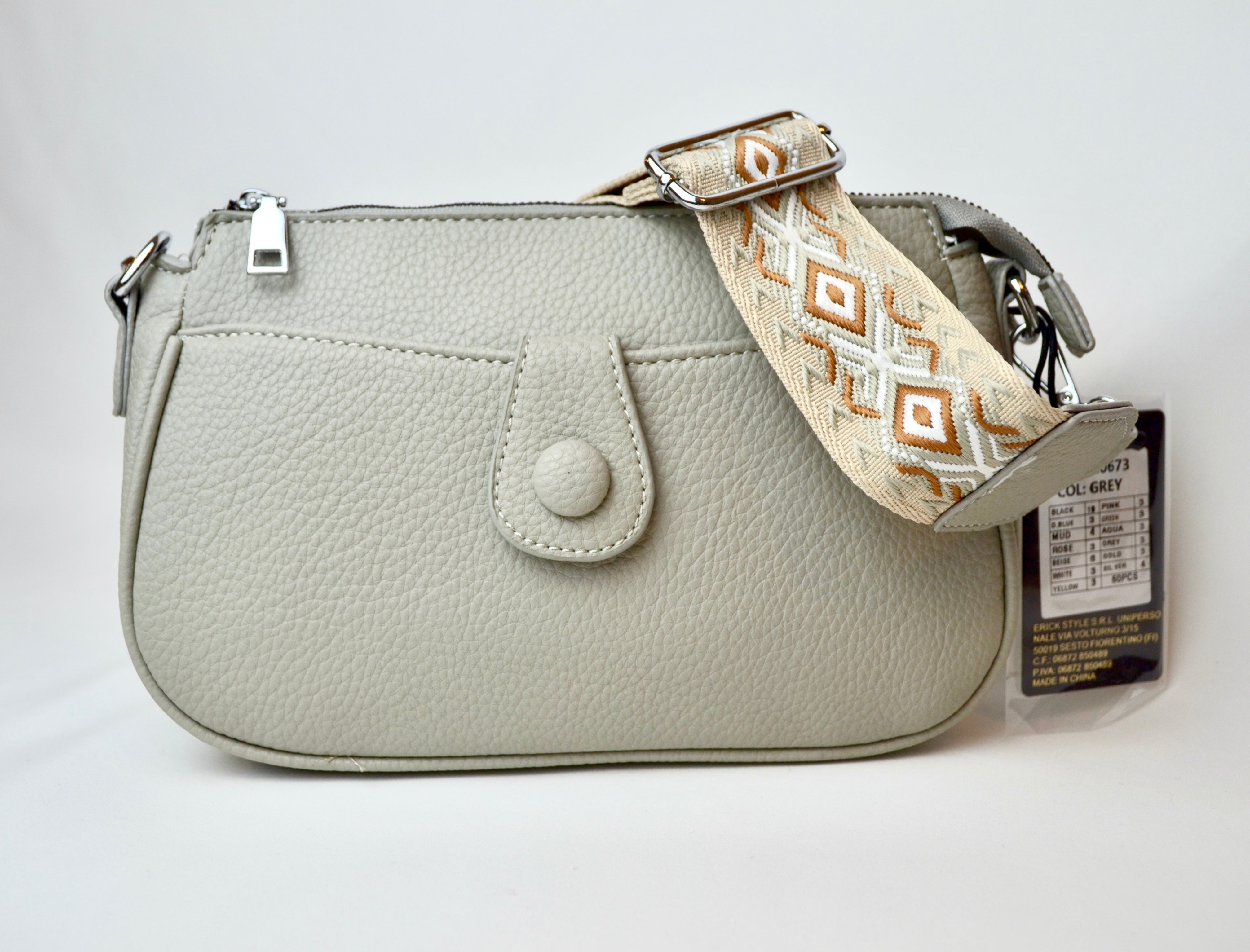 Handtasche klein breiter Gurt | silber/taupe/creme | useful Beauty - useful Beauty 