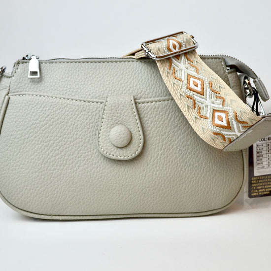 Handtasche klein breiter Gurt | silber/taupe/creme | useful Beauty - useful Beauty 