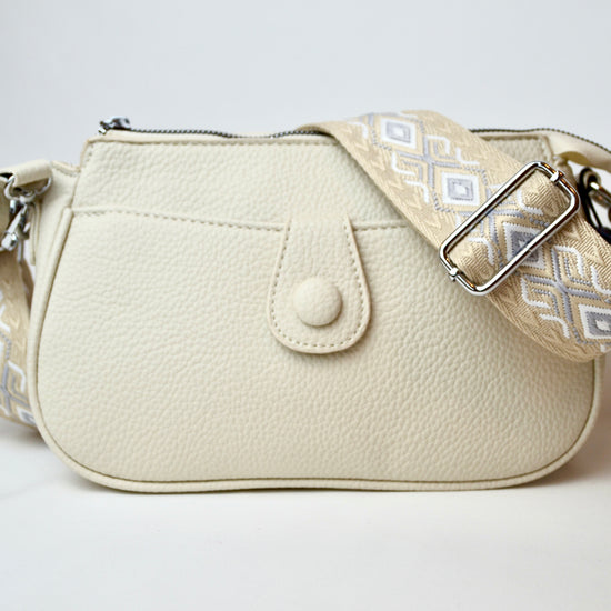 Handtasche klein breiter Gurt | silber/taupe/creme | useful Beauty - useful Beauty 
