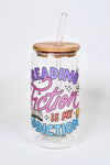 Glasbecher Fiction is Addiction Bambusdeckel Glasstrohhalm 500ml | useful Beauty - useful Beauty 