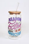 Glasbecher Fiction is Addiction Bambusdeckel Glasstrohhalm 500ml | useful Beauty - useful Beauty 