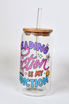 Glasbecher Fiction is Addiction Bambusdeckel Glasstrohhalm 500ml | useful Beauty - useful Beauty 
