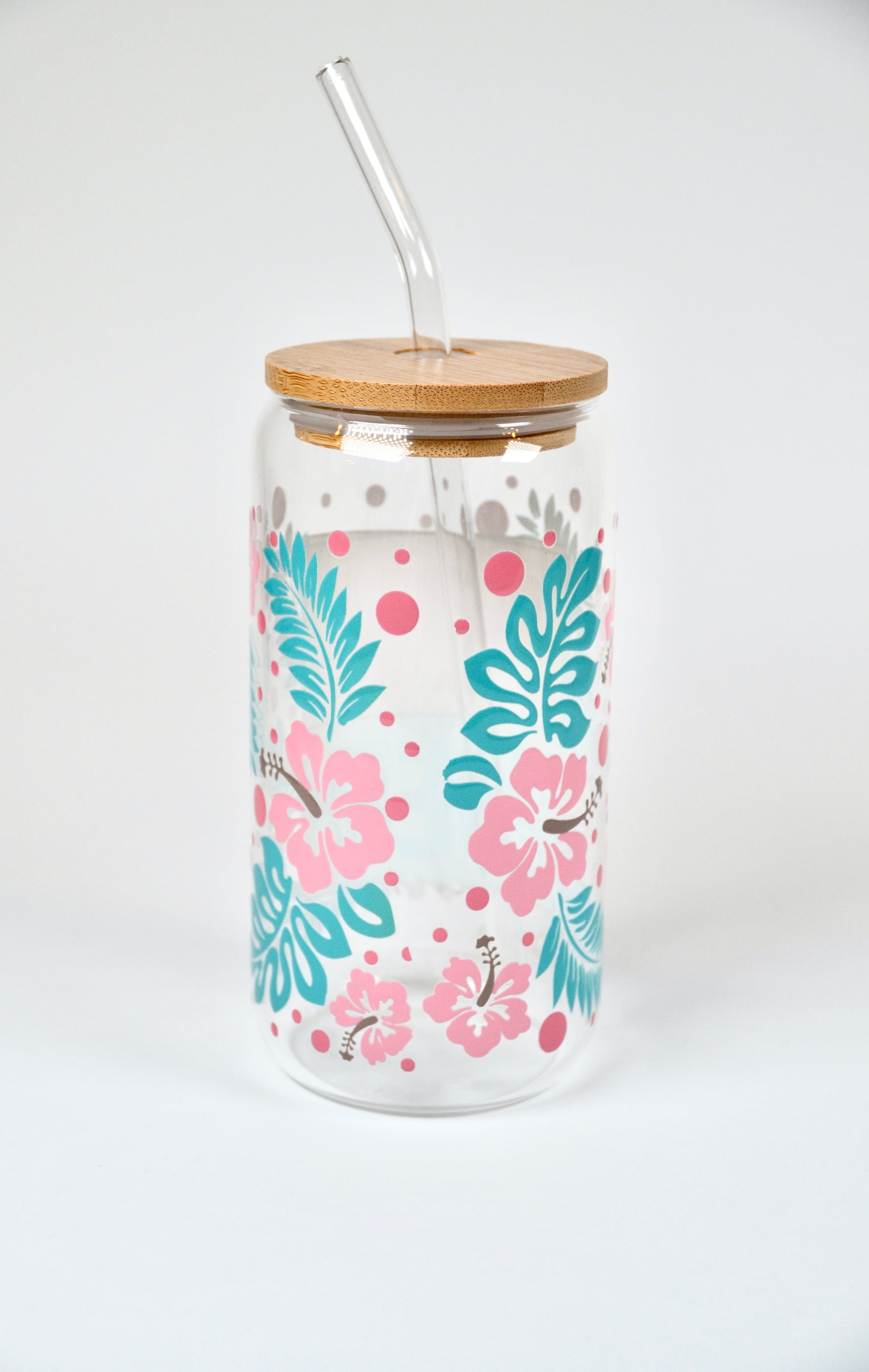 Glasbecher Summer Vibes Bambusdeckel Glasstrohhalm 500ml | useful Beauty - useful Beauty 