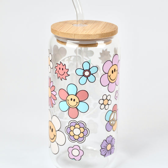 Glasbecher Summer Lovin Bambusdeckel Glasstrohhalm 500ml | useful Beauty - useful Beauty 