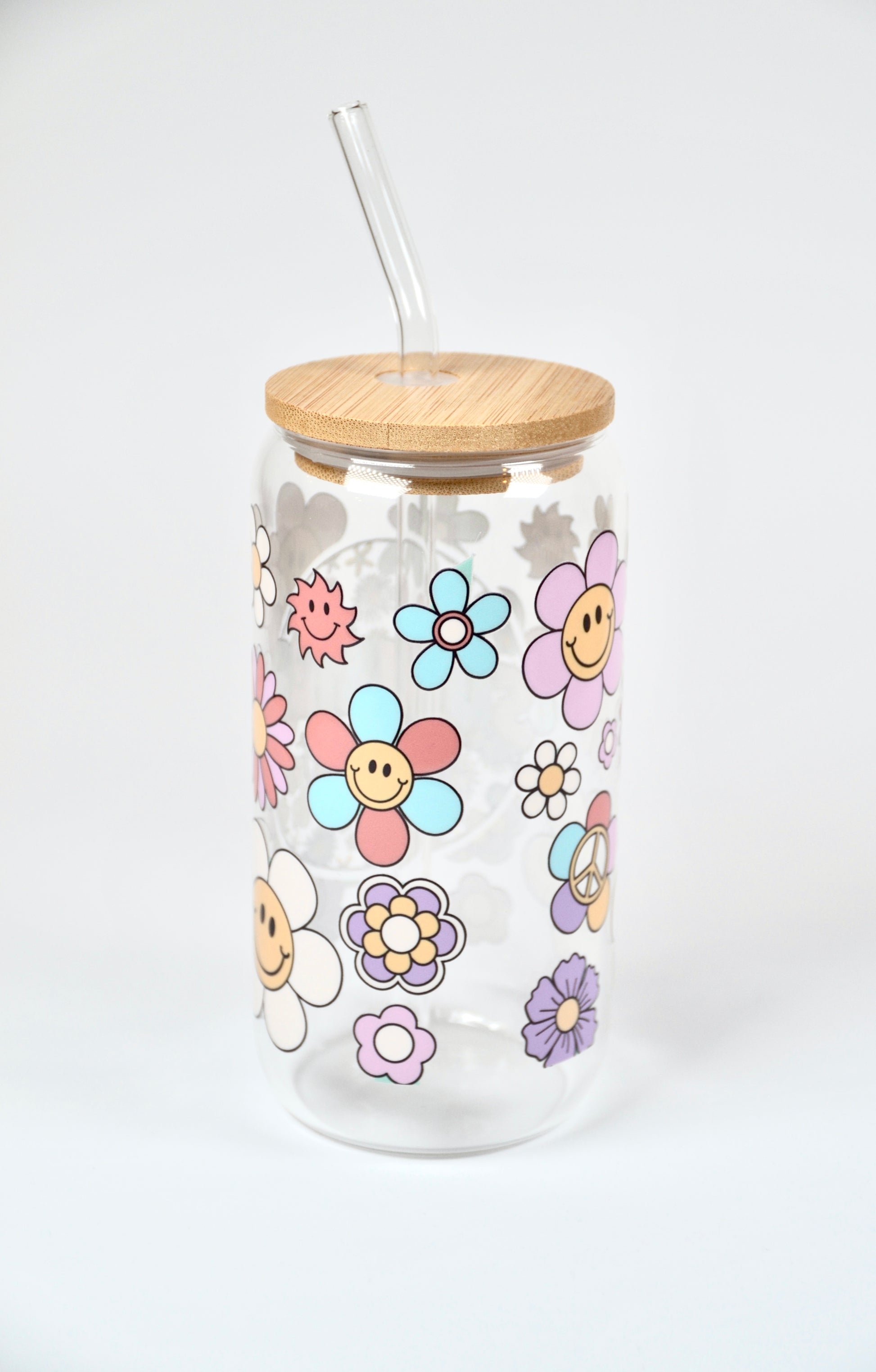 Glasbecher Summer Lovin Bambusdeckel Glasstrohhalm 500ml | useful Beauty - useful Beauty 