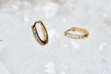 Edelstahl Creolen eckige Zirkonia Steine zierlich |gold/silber | useful Beauty - useful Beauty 