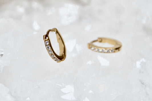 Edelstahl Creolen eckige Zirkonia Steine zierlich |gold/silber | useful Beauty - useful Beauty 