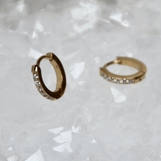 Edelstahl Creolen eckige Zirkonia Steine zierlich |gold/silber | useful Beauty - useful Beauty 