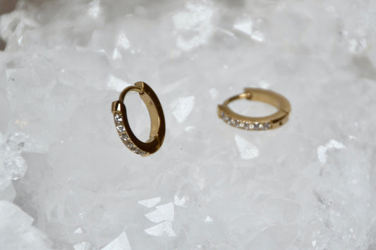 Edelstahl Creolen eckige Zirkonia Steine zierlich |gold/silber | useful Beauty - useful Beauty 