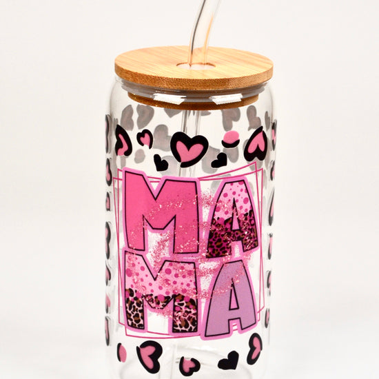 Glasbecher MAMA Bambusdeckel Glasstrohhalm 500ml | useful Beauty - useful Beauty 