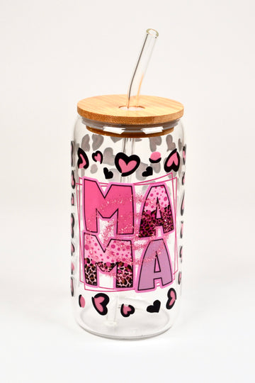 Glasbecher MAMA Bambusdeckel Glasstrohhalm 500ml | useful Beauty - useful Beauty 