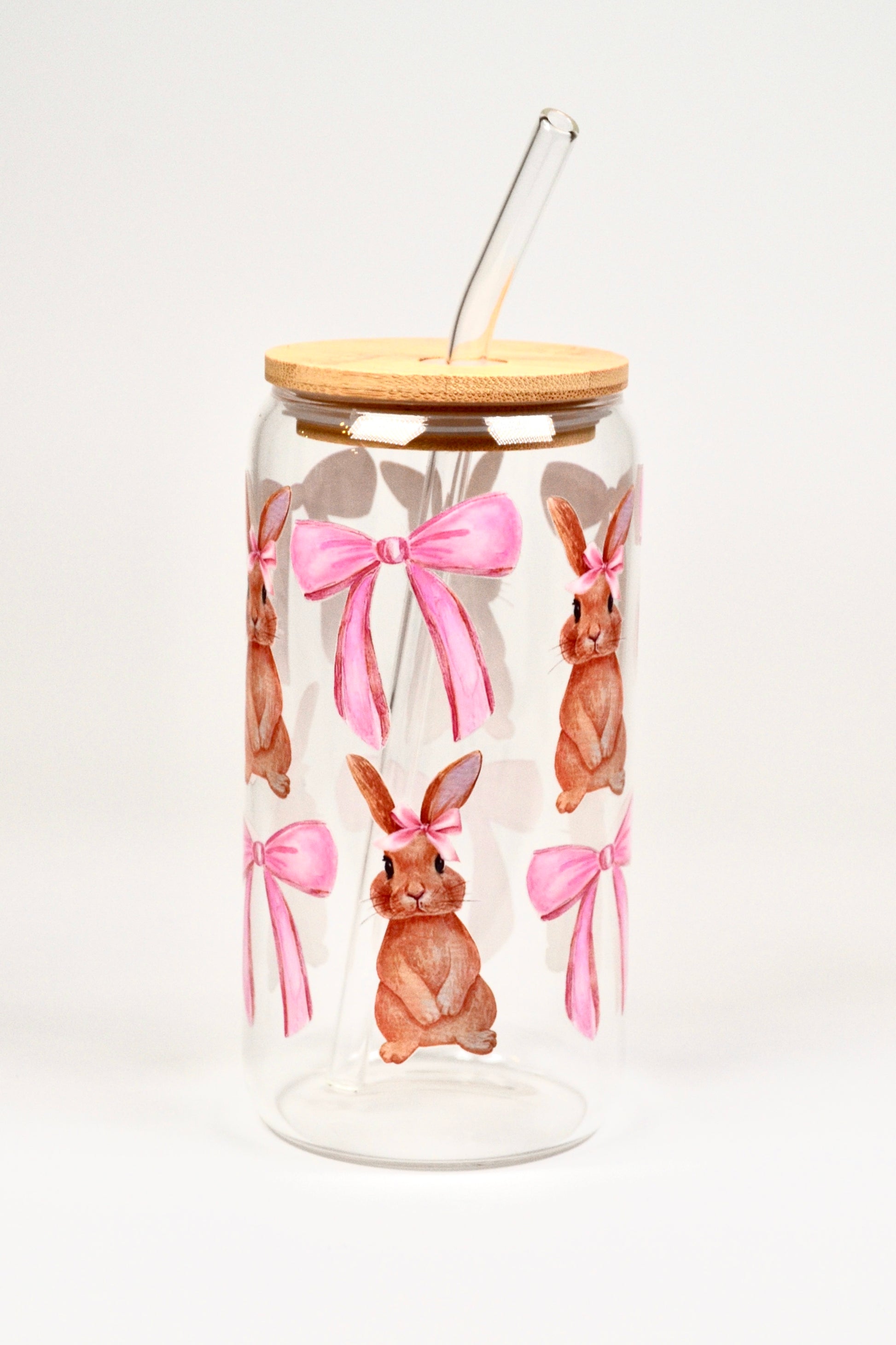 Glasbecher Easter Bunny Bambusdeckel Glasstrohhalm 500ml | useful Beauty - useful Beauty 